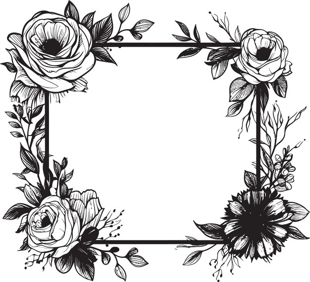 Petal Patterned Perimeter Black Design Icon Ornate Blossom Borderline Vector Icon