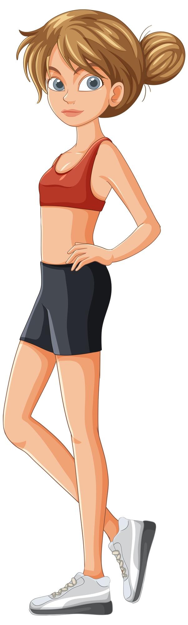 Wektor pewna siebie sportowa kobieta w odzieży sportowej