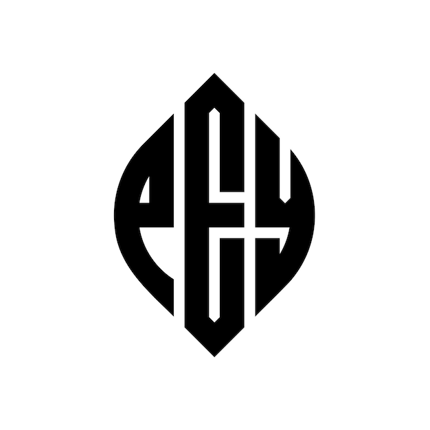 Plik wektorowy pey okrągłe litery projektowanie logo z okręgiem i kształtem elipsy pey elipsy litery z stylem typograficznym trzy inicjały tworzą logo okręgu pey krąg emblem abstrakt monogram litery mark wektor