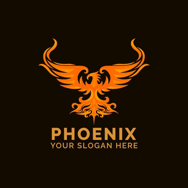 Phoenix Fire Logo Design Szablon wektor maskotka