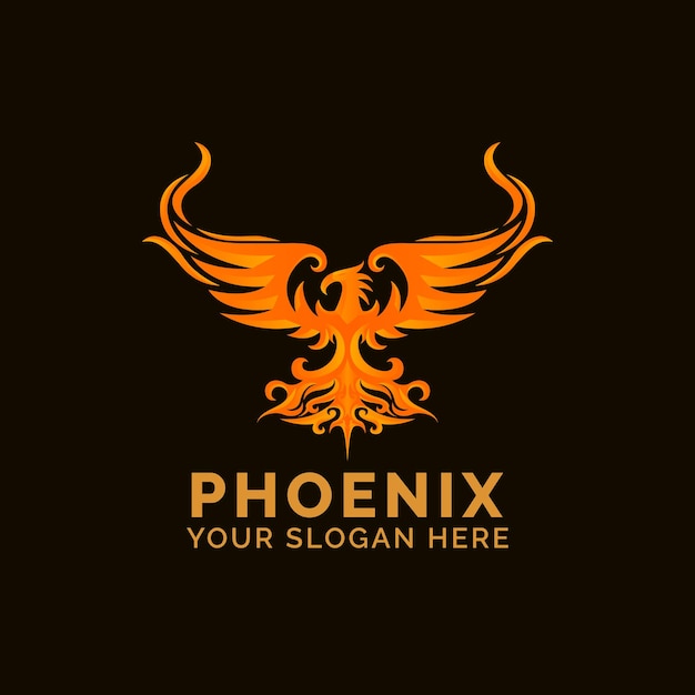 Phoenix Fire Logo Design Szablon Wektor Maskotka