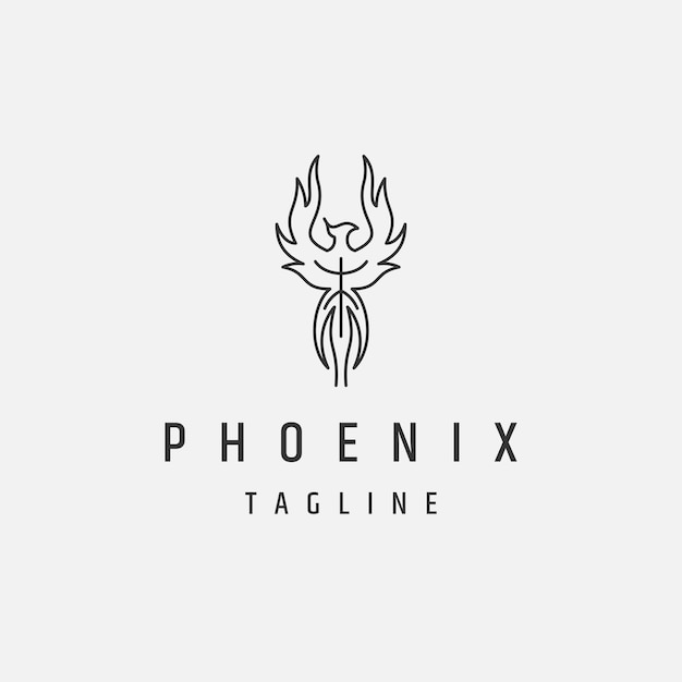 Phoenix Linia Logo Ikona Szablon Projektu Płaski Wektor