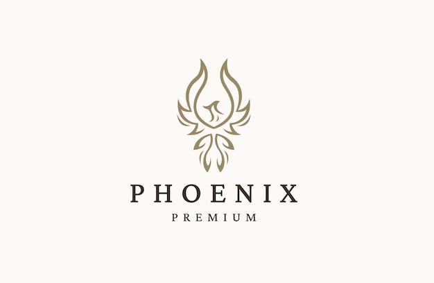 Phoenix Ptak Logo Ikona Szablon Projektu Płaski Wektor