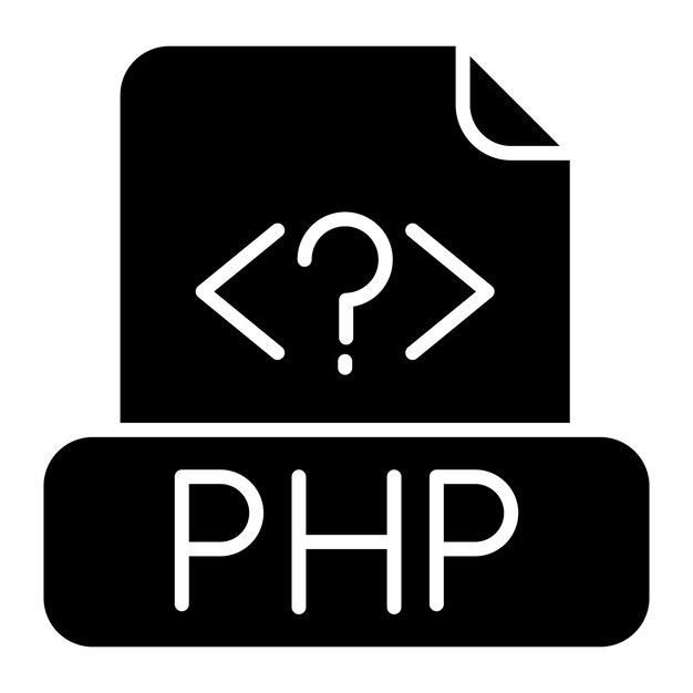 Php File Glyph Solid Black Ilustracja