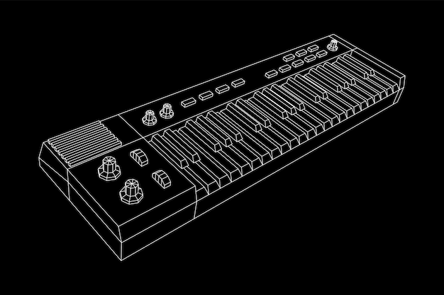 Piano roll analogowe suwaki suwaków przycisków pokręteł. Ilustracja wektorowa oczek sieci szkieletowej low poly.