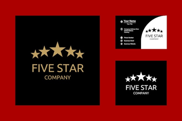 Pięć Gwiazdek Firmy Logo Ikona Wektor Ilustracja Koncepcja Projektu