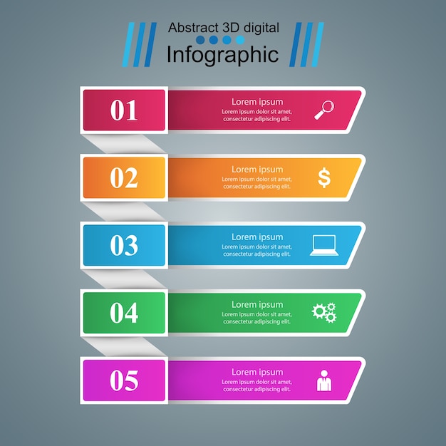 Pięć Infografiki Biznesu Origami Stylu