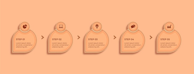 Pięć kroków do wspaniałych projektów etykiet infograficznych Peach Fuzz