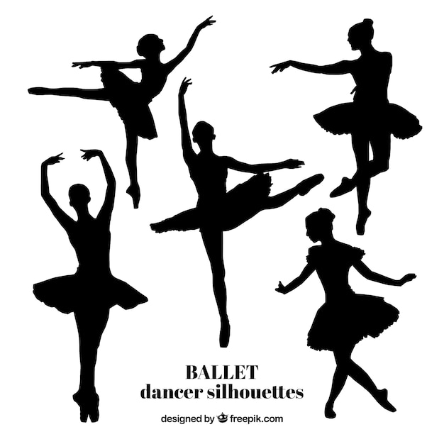 Pięć Realistyczne Sylwetki Tancerz Baletu