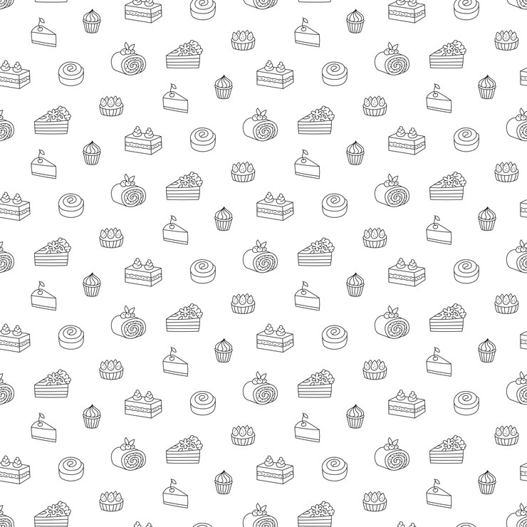 Wektor pieczenia ciasta i desery wzór ilustracja do pakowania menu przepis projekt