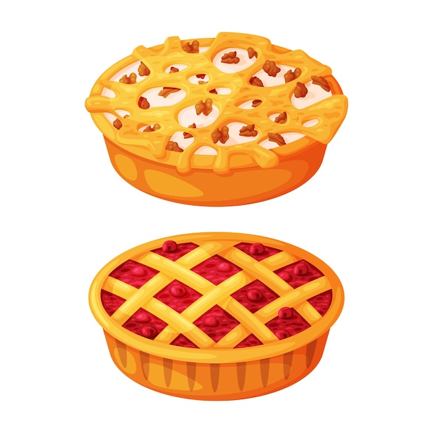 Pieczona ciasto wykonane z ciasta ciastkowego z słodkim wypełnieniem wektorowym