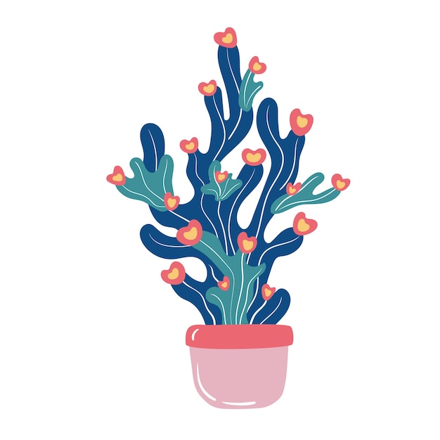 Piękna Abstrakcyjna Ikona Z Kolorowym Kaktusem W Doniczce Do Projektowania Dekoracyjnego Nadruk Botaniczny Domowy Ogród Ręcznie Rysowane Ilustracji Wektorowych Na Białym Tle
