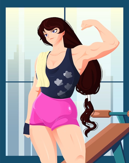 Piękna Dziewczyna Mięśni Fitness Ilustracja Wektorowa