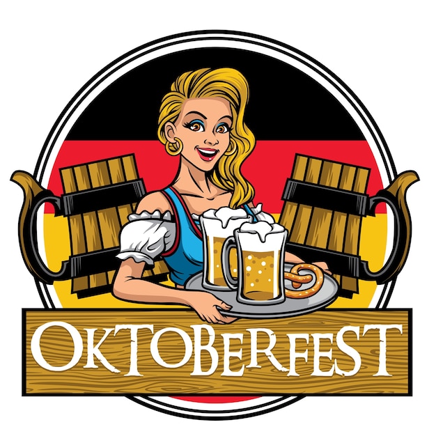 Piękna Dziewczyna Przedstawia Piwa Z Oktoberfest Projektem