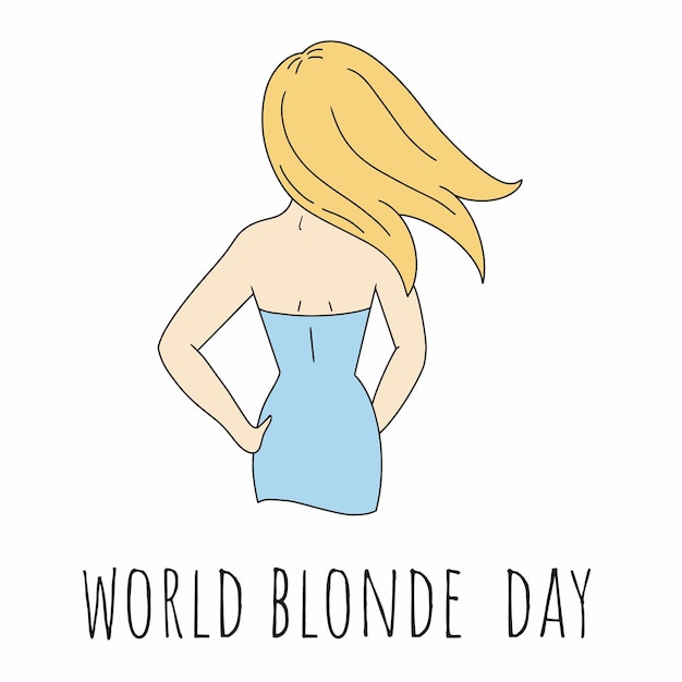 Piękna Dziewczyna Z Blond Włosami I świata Napisem Blonde Day.