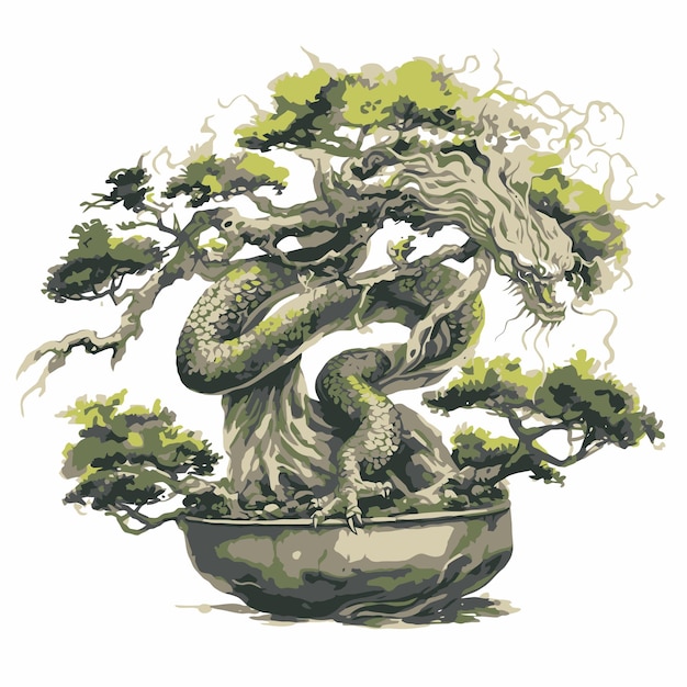 Plik wektorowy piękna ilustracja bonsai