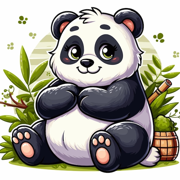Piękna Ilustracja Panda Vector Cartoon