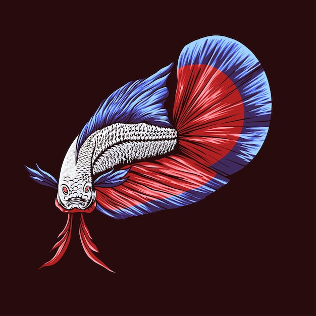 Plik wektorowy piękna ilustracja ryby halfmoon betta
