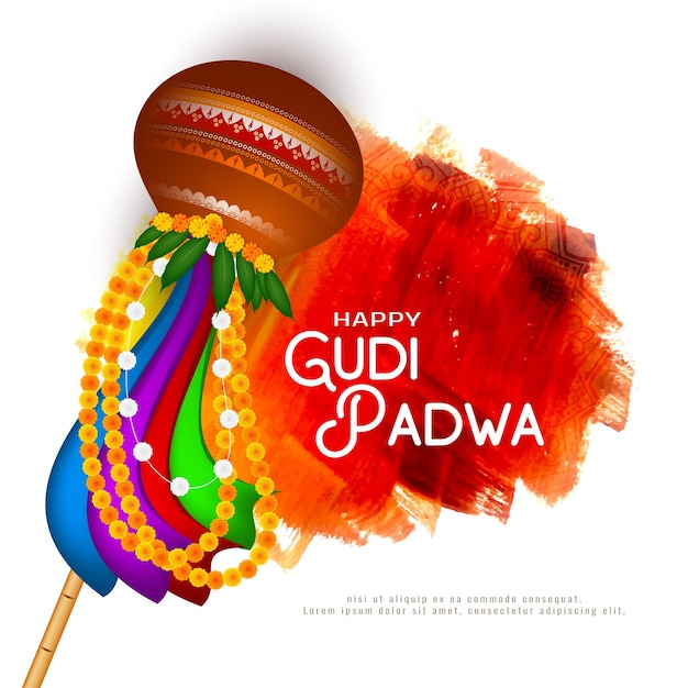 Piękna kartka z tradycyjnym indyjskim festiwalem Happy Gudi padwa
