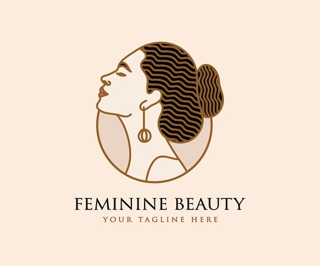 Piękna Kobieca Twarz I Logo Włosów Dla Marki Salon Kosmetyczny Spa Pielęgnacja Skóry