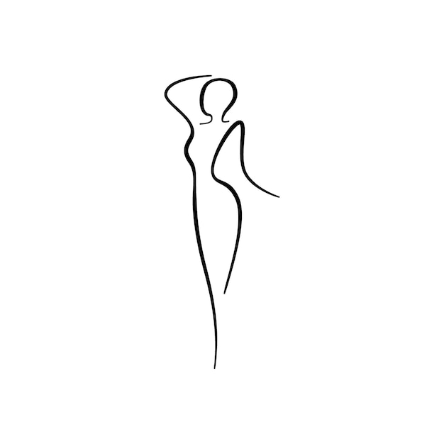Piękna Kobieta Linia Ciała Sylwetka Model Linii Kobiecej Rysunek Abstrakcyjny Rysunek Znaku Dziewczyny