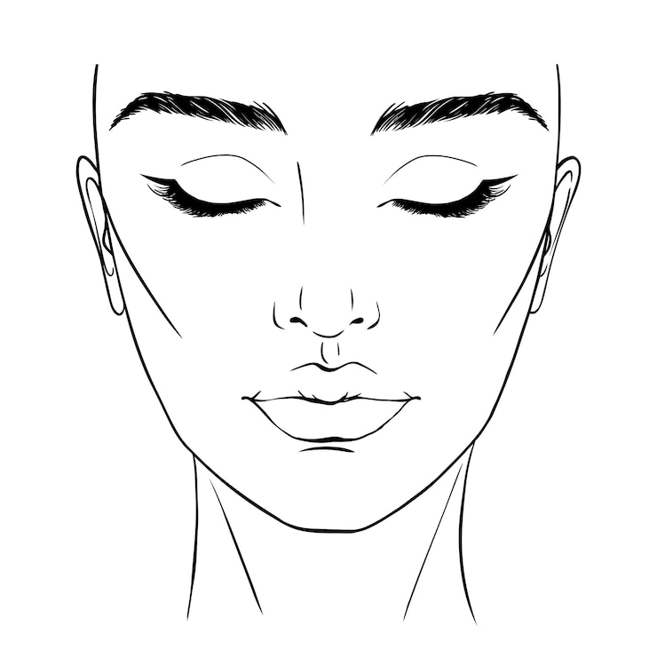 Piękna kobieta portret Wykres twarzy Makeup Artist Pusty szablon
