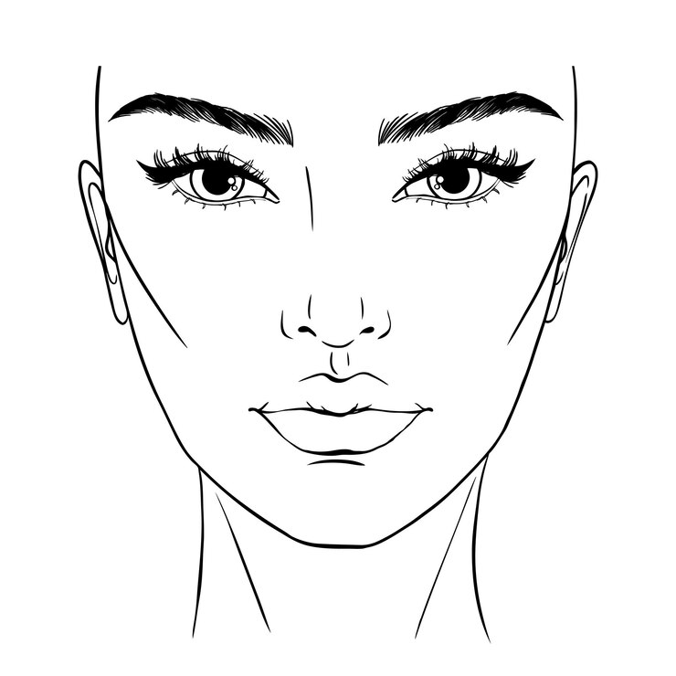 Piękna kobieta portret Wykres twarzy Makeup Artist Pusty szablon