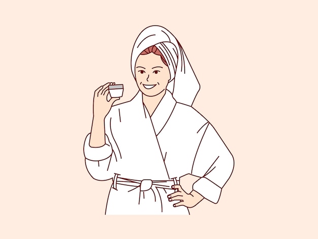 Plik wektorowy piękna kobieta z ilustracja do pielęgnacji skóry