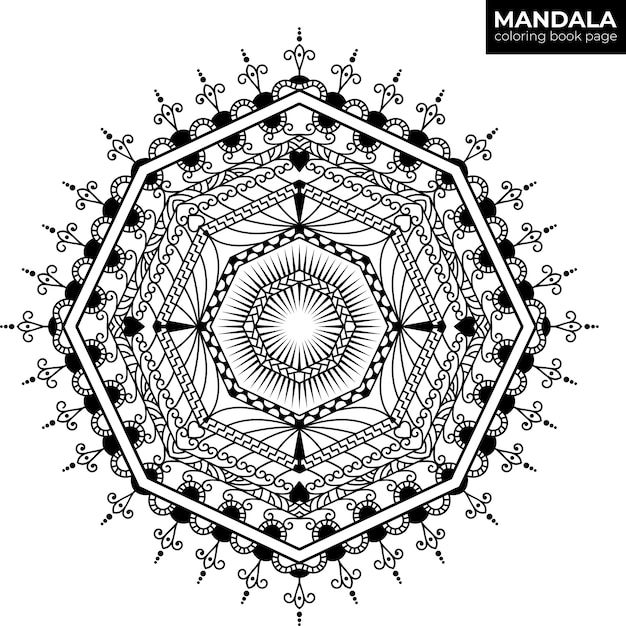 Plik wektorowy piękna mandala. czarny i biały.