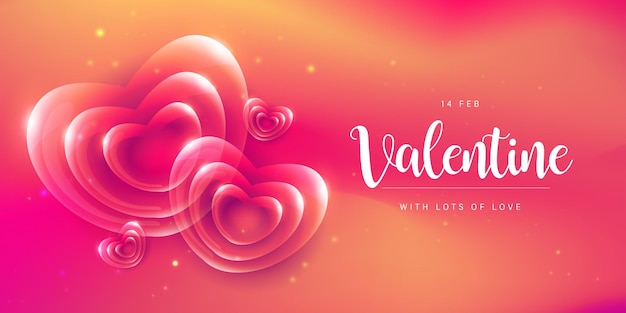 Piękna Miłość Walentynki Transparent Tło Uniwersalny Metaliczny Efekt Serca 3d