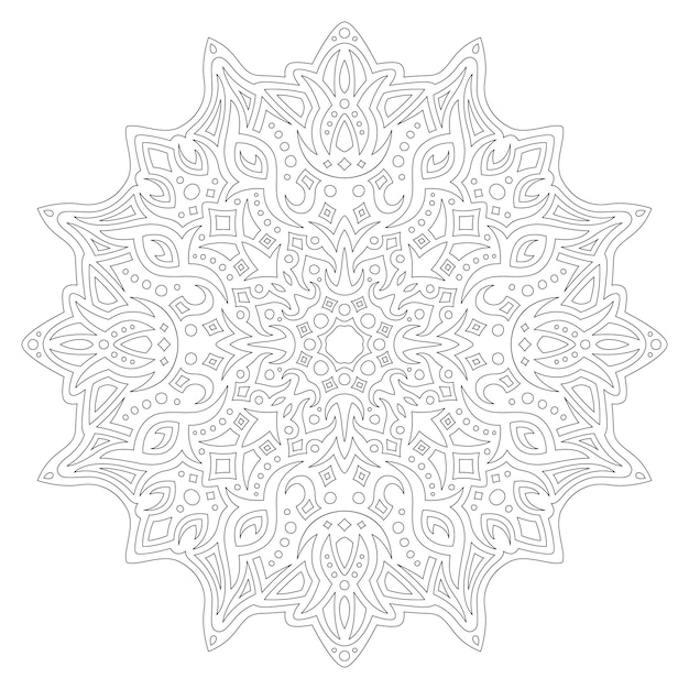 Piękna monochromatyczna liniowa wektorowa ilustracja dla dorosłych kolorowanki książki z abstrakcyjnym ozdobnym wzorem na białym tle na białym tle