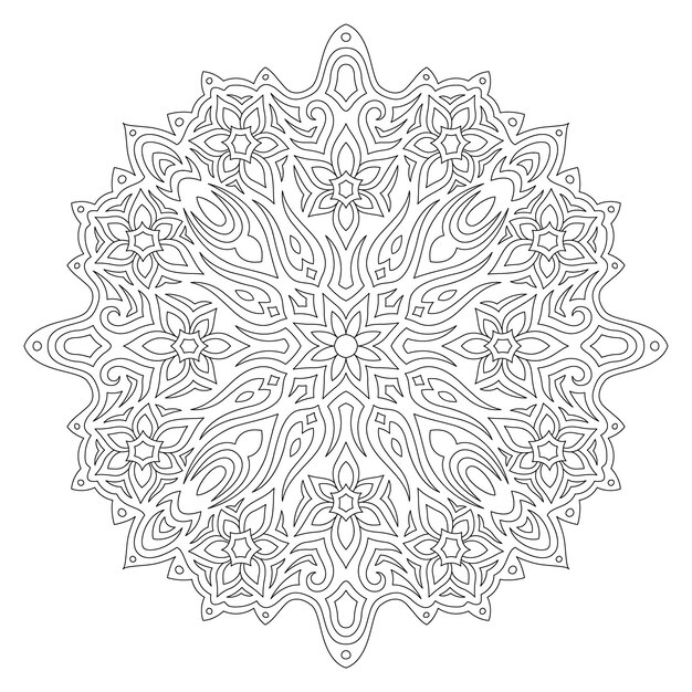Piękna monochromatyczna liniowa wektorowa ilustracja dla dorosłych kolorowanki książki z abstrakcyjnym wzorem kwiatowym na białym tle