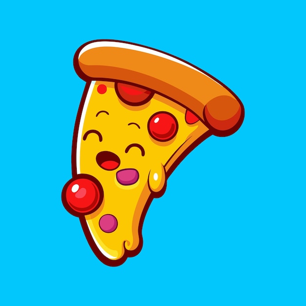 Piękna pizzę kreskówkowa ikona wektorowa ilustracja ikona fast food koncepcja izolowany premium wektor płaski Ca