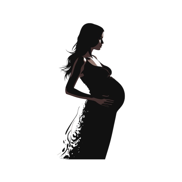 Piękna sylwetka kobiety w ciąży Wektorowy projekt ilustracji