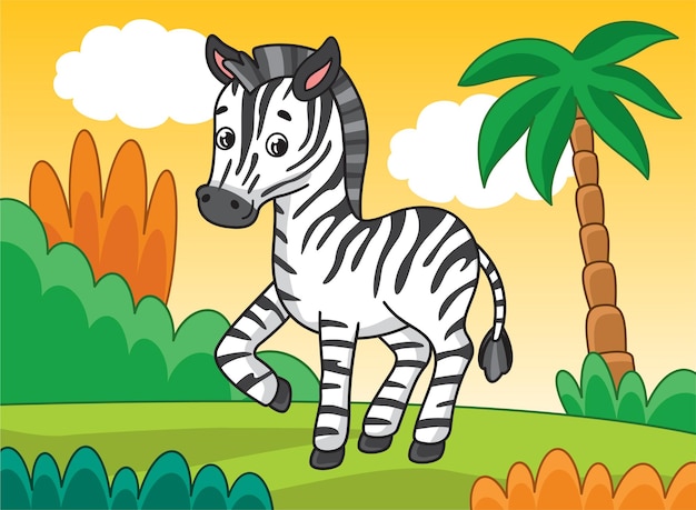 Plik wektorowy piękna zebra w lesie