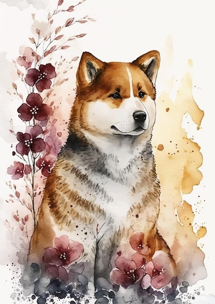 Piękne Akwarele Akita Inu