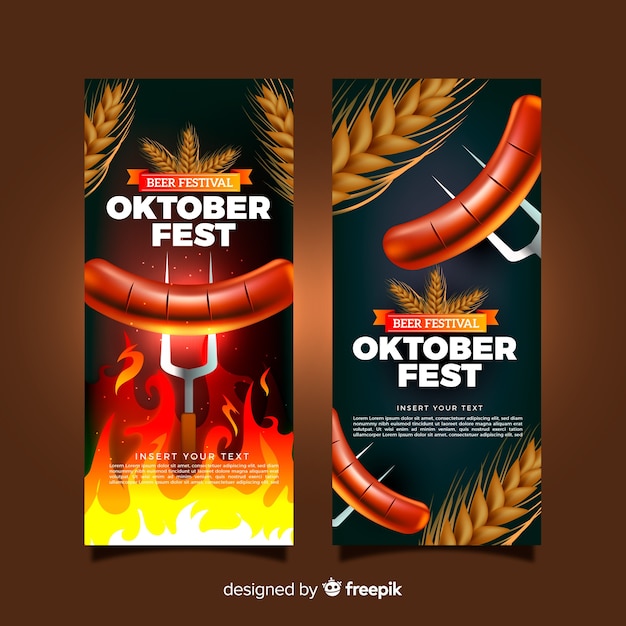 Piękne Banery Oktoberfest Z Realistycznym Designem