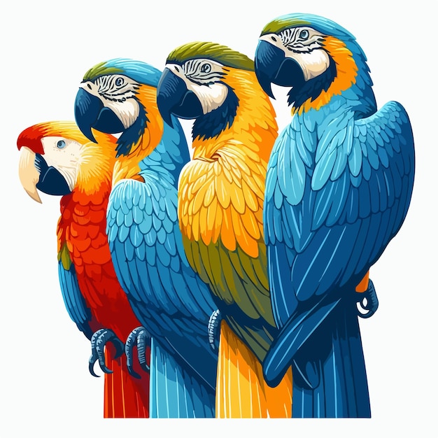 Piękne Egzotyczne Ptaki Zestaw Kolekcji Ilustracji Wektorowej Ptaków Tropikalnych