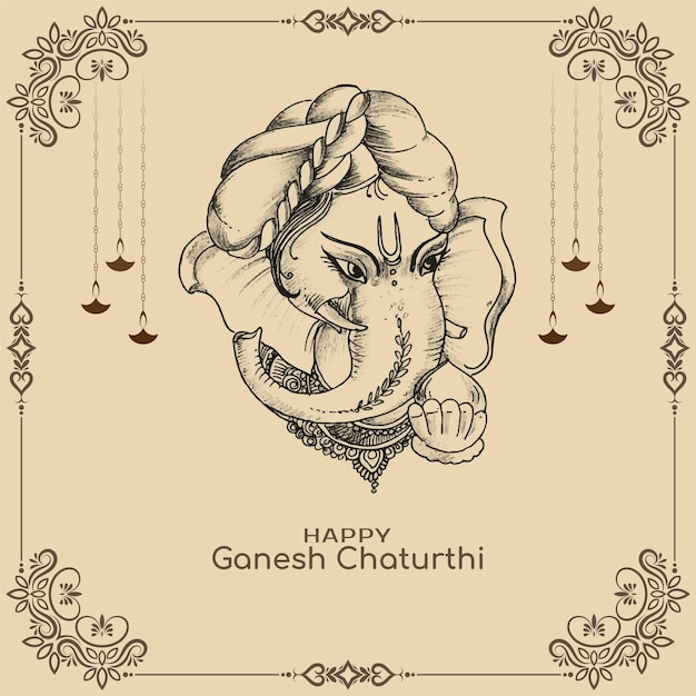 Piękne Eleganckie Tło Festiwalu Happy Ganesh Chaturthi