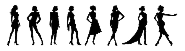 Plik wektorowy piękne kobiety ubrane w różne ubrania kobiety modelują sylwetkę kobiety