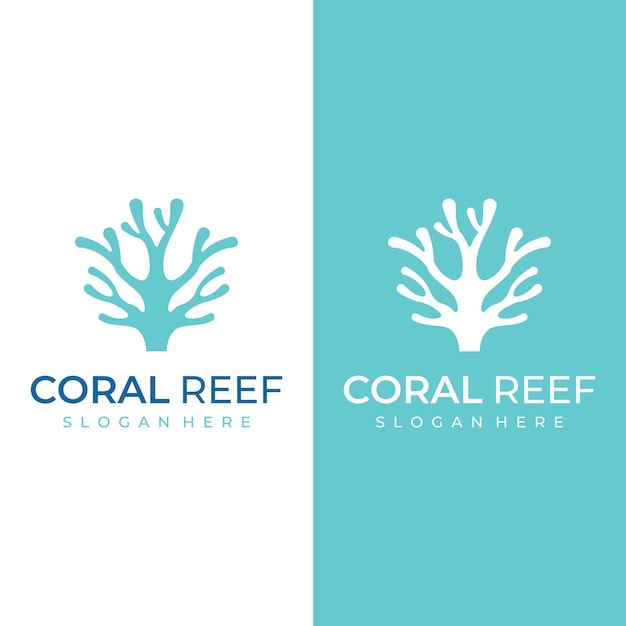 Piękne Kolorowe Podwodne Logo Naturalnej Rafy Koralowej Kreatywne Projektowanie Rafy Koralowe Dla Siedlisk Ryb