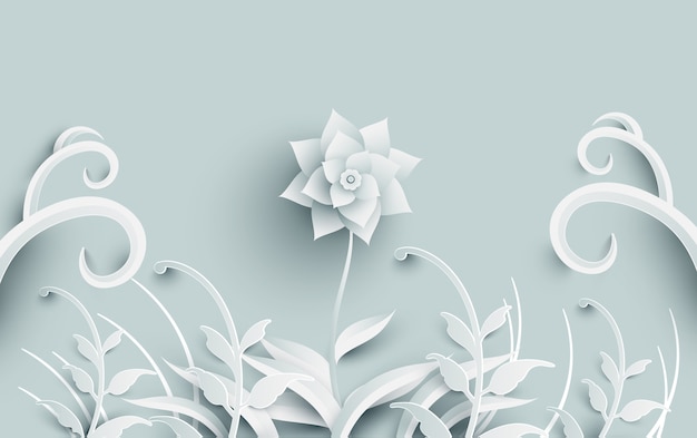 Plik wektorowy piękne kwiaty w stylu sztuki papieru