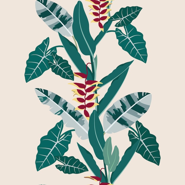 Plik wektorowy piękne liście tropikalne ilustracja wektora bez szwu