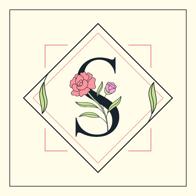 Plik wektorowy piękne litery s kwiatowy ozdoby logo