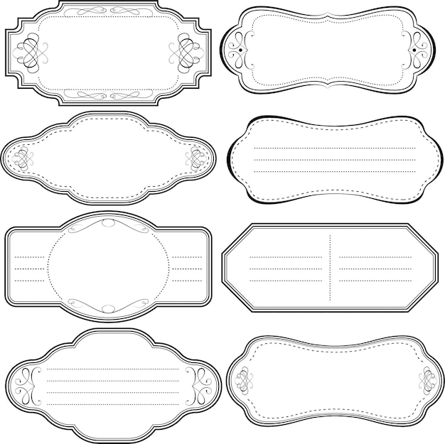 Plik wektorowy piękne puste wiktoriańskie etykiety zarys rocznika zestaw
