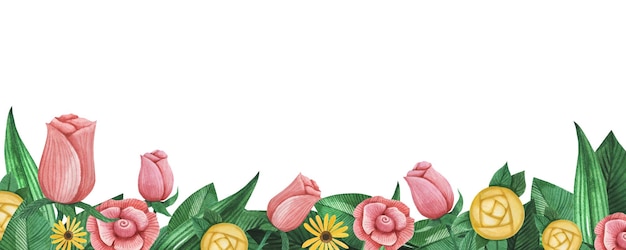 Plik wektorowy piękne, ręcznie rysowane akwarela kwiaty ogrodowe
