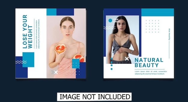 Plik wektorowy piękno i dieta post w mediach społecznościowych banner square flyer template design