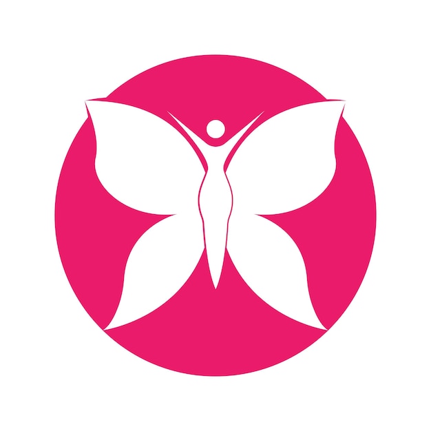 Piękno Latające Kobiety Vintage Motyl Logo Designvector