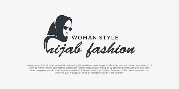 Piękno Muzułmański Hidżab Mody Logo Szablon Wektor Premium Wektorów