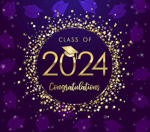 Plik wektorowy piękny banner absolwentów klasy 2024 gratuluje nagrody certyfikat koncepcja nagroda edukacyjna